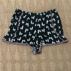 Women's Black and Purple Llama Pajama Shorts